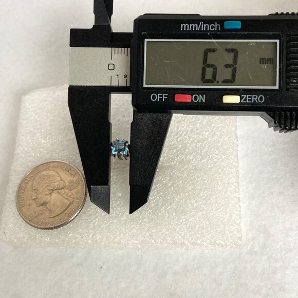 Sterling Silver 925 Claw Prong Set Square Blue Topaz Solitaire Ring Sz 6.25 - Picture 16 of 16